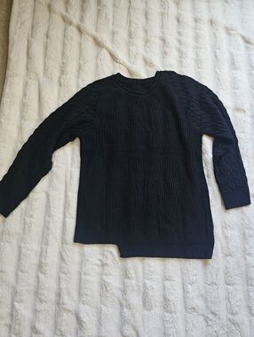 Black Knit Cable Sleeve Sweater